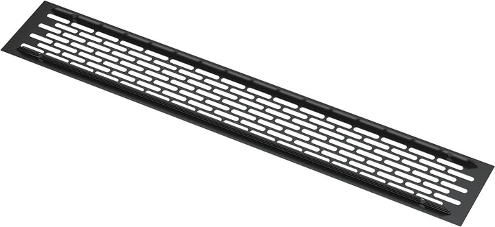 sossai® Aluminium Lüftungsgitter - Alucratis (4 Stück) | Rechteckig - Masse: 48 x 8 cm | Farbe: Schw