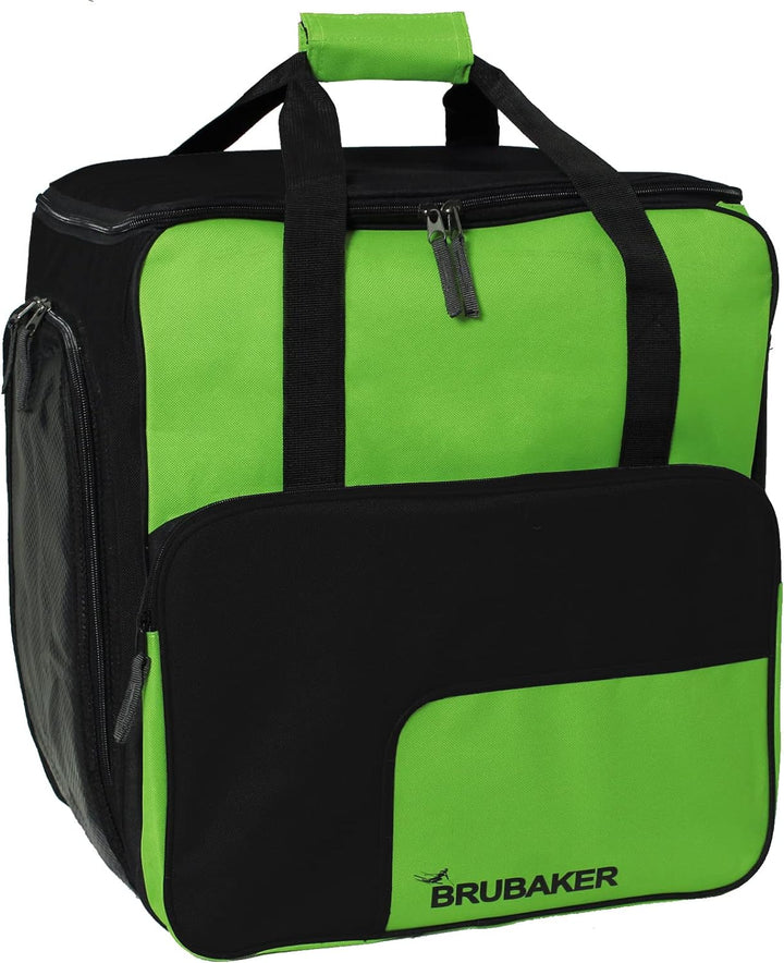 BRUBAKER SUPER Function 2.0 Skischuhtasche Helmtasche Rucksack Grün/Schwarz, Grün/Schwarz