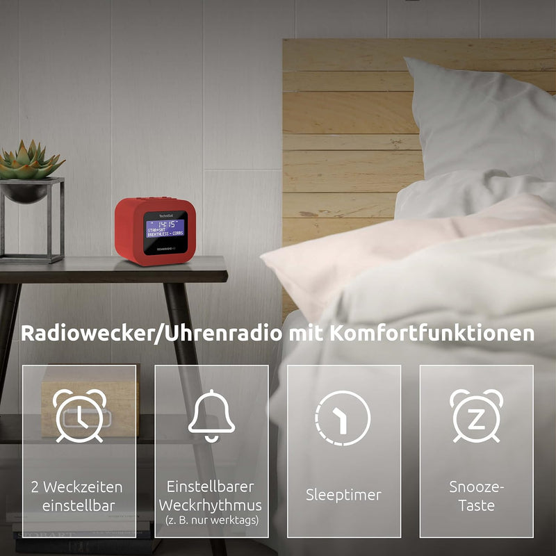 TechniSat TECHNIRADIO 40 - DAB+ Radiowecker (DAB, UKW, Wecker mit zwei einstellbaren Weckzeiten, Sle