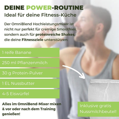 OmniBlend Smoothie Maker 1,5L in weiss I Smoothie Mixer inkl. BPA-freiem Behälter & 6-Klingen-System