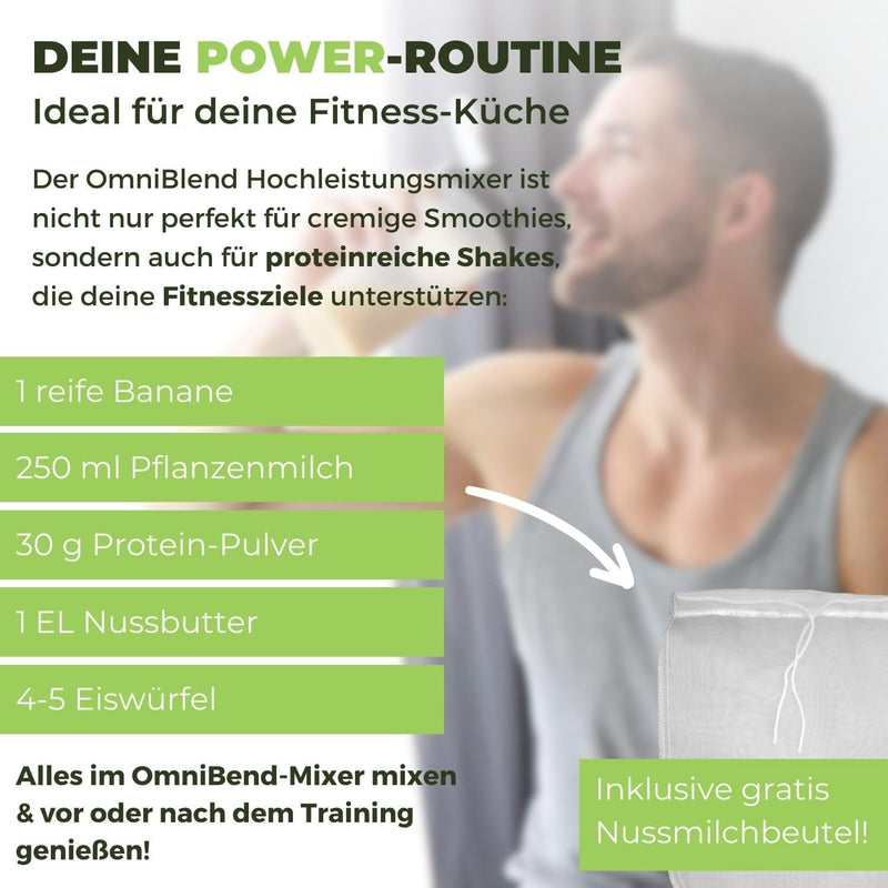 OmniBlend Smoothie Maker 1,5L in weiss I Smoothie Mixer inkl. BPA-freiem Behälter & 6-Klingen-System