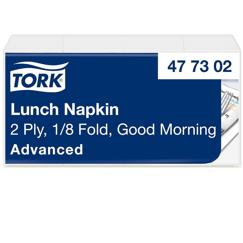 Tork 477302 Guten Morgen Lunchserviette 1/8 Falz / 2-lagige Papierservietten zum Servieren des Frühs