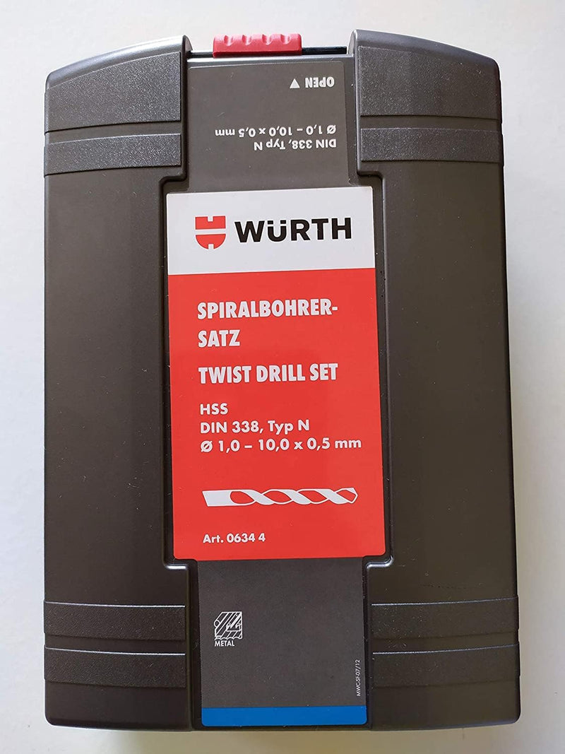 Würth Spiral Bohrer Set 19 tlg. HSS DIN Typ N 338 Sortiment Box Twist Drill Set 0634 4