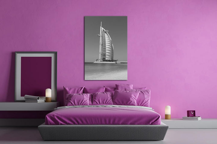 deyoli gigantisches Gebäude in Dubai Effekt: Schwarz/Weiss im Format: 80x60 als Leinwandbild, Motiv