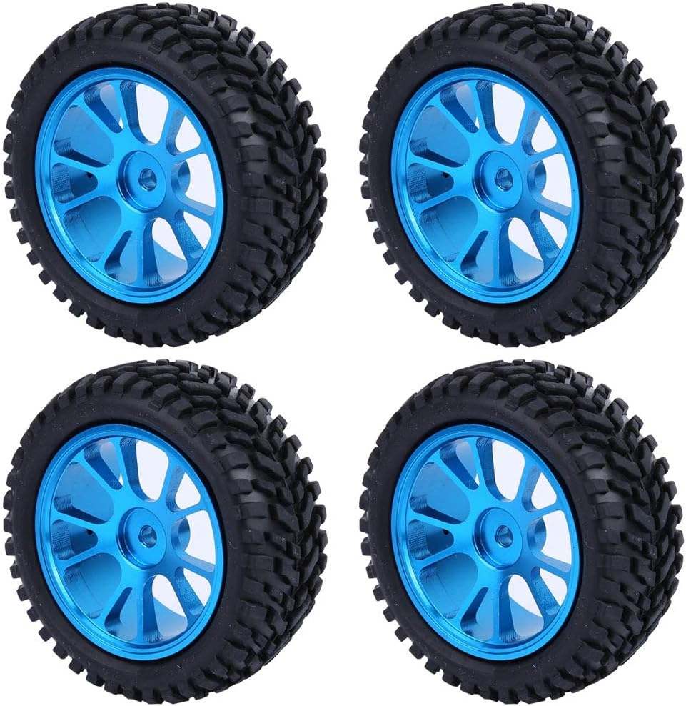 Drfeify RC-Autoreifen, 75-mm-Rallye-Reifen-Ersatzteil aus blauem Aluminium, kompatibel mit WL 1/18 A