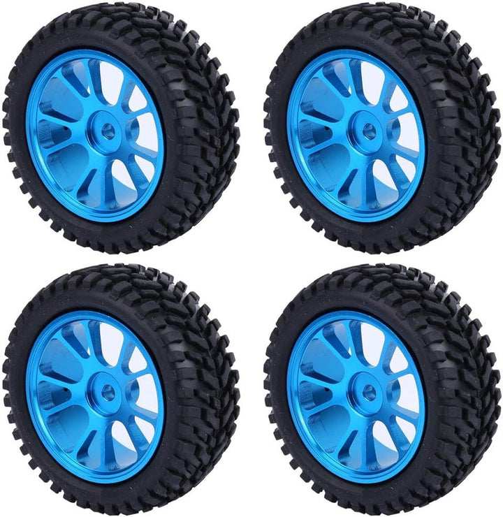 Drfeify RC-Autoreifen, 75-mm-Rallye-Reifen-Ersatzteil aus blauem Aluminium, kompatibel mit WL 1/18 A