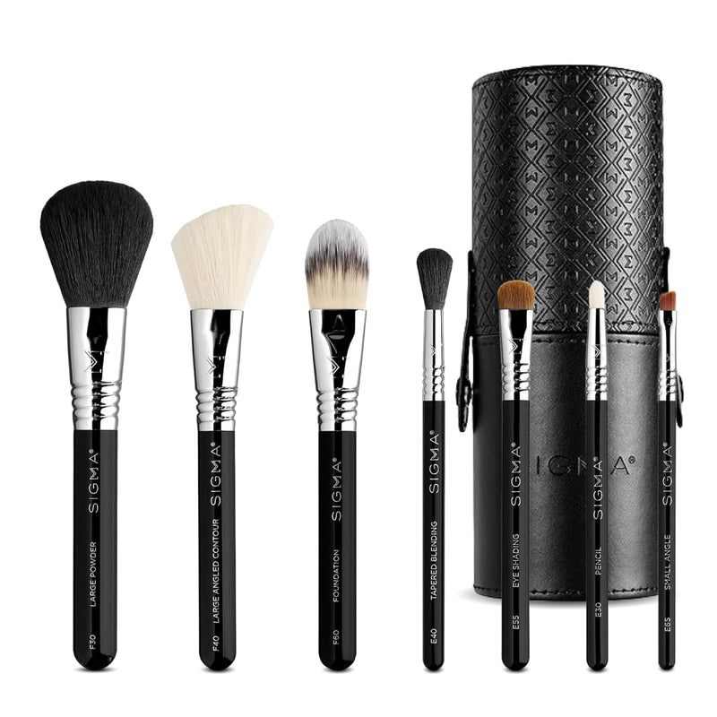 Sigma Beauty Make Me Classy Makeup Brush Set 7 - Tragbare Pinsel Set für Foundation, Puder, Konturen