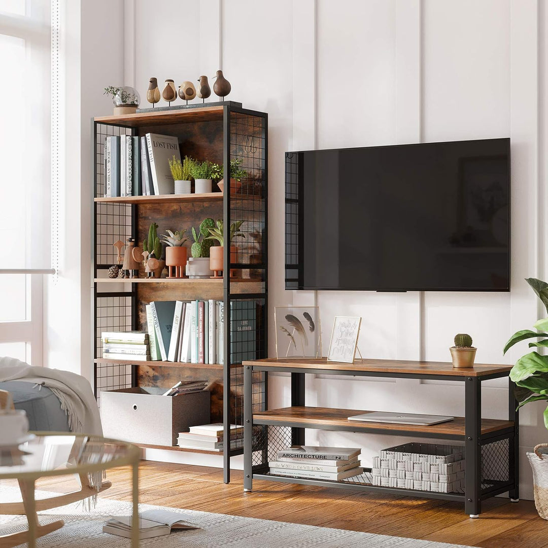 VASAGLE Fernsehtisch für Fernseher bis zu 43 Zoll, TV-Schrank im Industrie-Design, Konsole, Lowboard