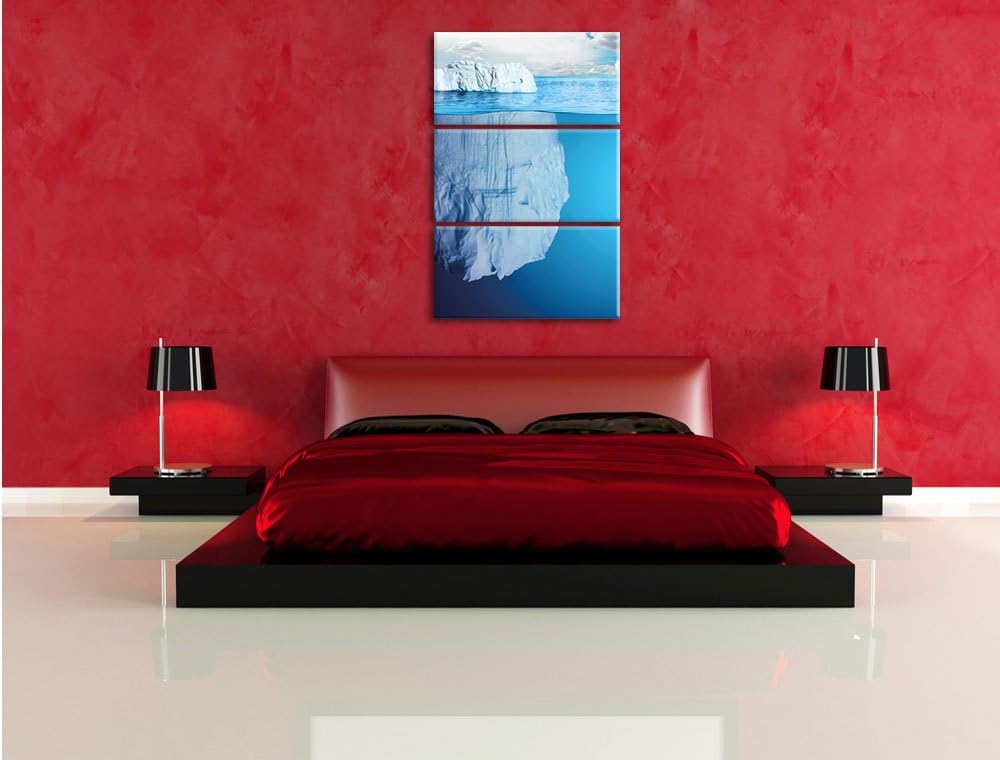 Pixxprint Riesiger Eisberg unter Wasser 3-Teiler Leinwandbild 120x80 Bild auf Leinwand