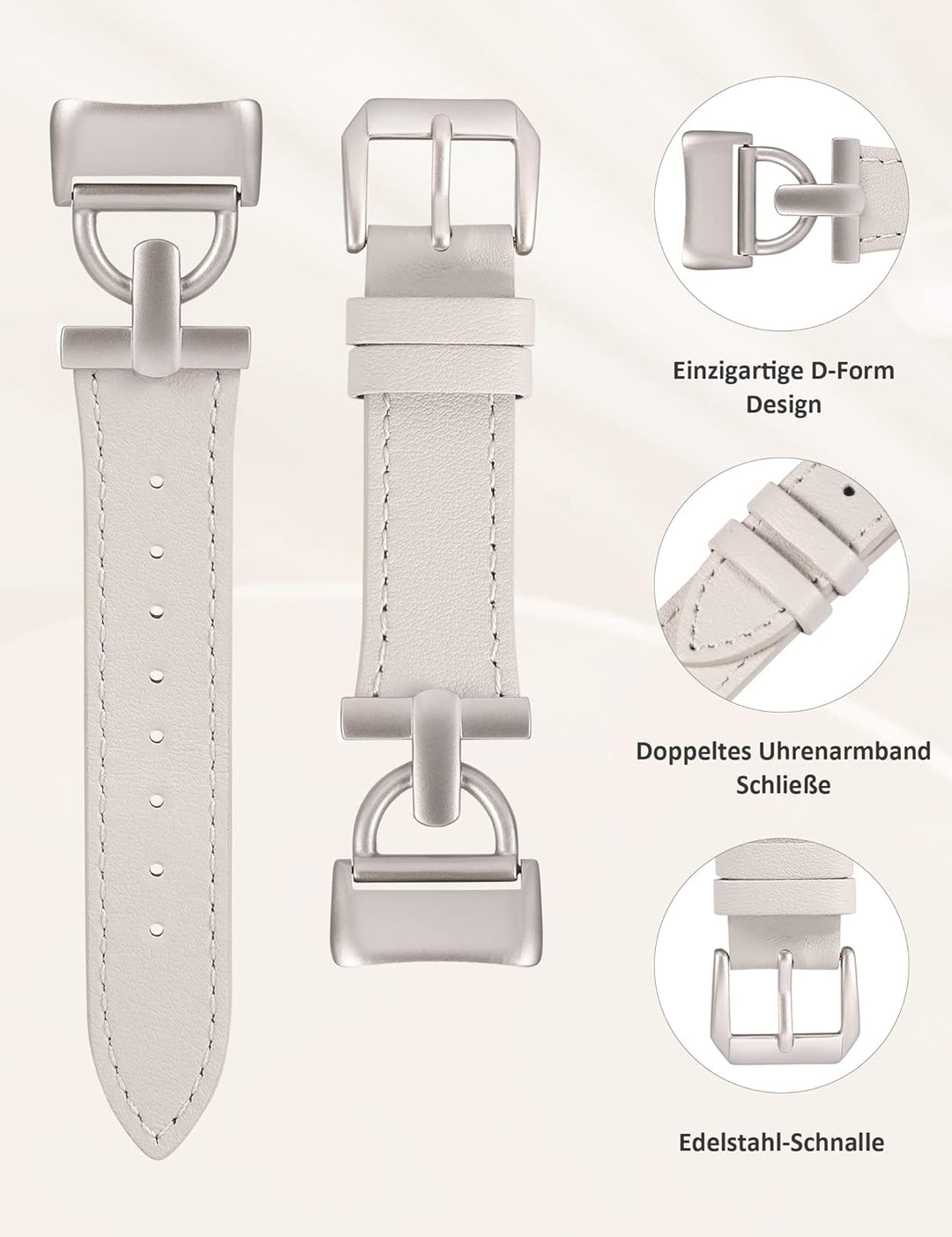 Wearlizer Lederarmband kompatibel mit Fitbit Charge 6/Charge 5 Armbänder für Damen, Dressy Slim Lede