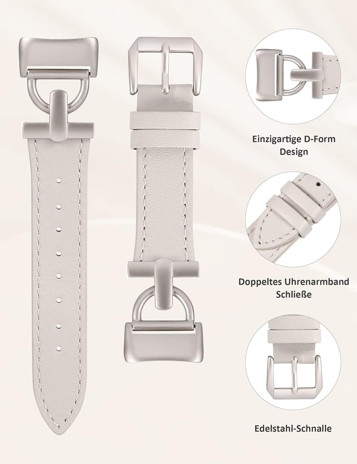 Wearlizer Lederarmband kompatibel mit Fitbit Charge 6/Charge 5 Armbänder für Damen, Dressy Slim Lede
