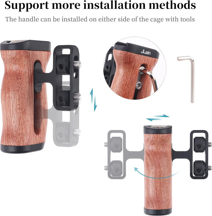 Hersmay Universal Wooden Mini Side Handle Seitengriff (1/4"-20 Schrauben) für Kamerakäfig Handgriff