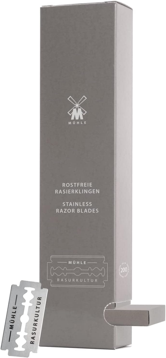 MÜHLE 200er Pack Rasierklingen für alle gängigen Modelle der Sicherheitsrasierer und Rasierhobel - r
