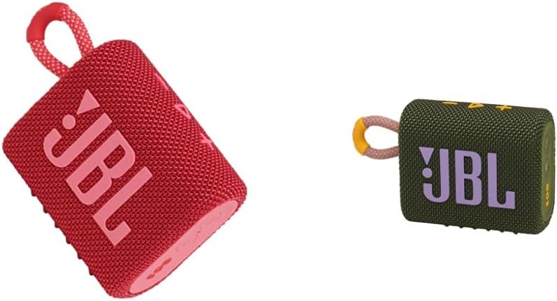 JBL GO 3 kleine Bluetooth Box in Rot – Wasserfester, tragbarer Lautsprecher für unterwegs – Bis zu 5