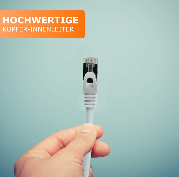 1aTTack.de 30m - weiss - 1 Stück CAT.7 Netzwerkkabel Patchkabel SFTP PIMF LSZH Gigabit Lan Kabel 10G