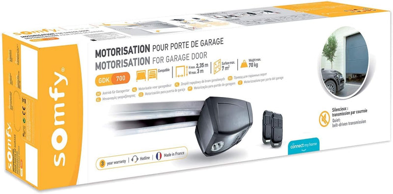 Somfy 1240357 - Garagentor-Motorisierung GDK 700 | Max. Höhe 2,35m | Max. Breite 3m | 2 Keypop Fernb