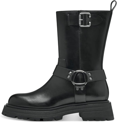 Tamaris Damen Biker Boots, Frauen Stiefeletten 36 EU Schwarz, 36 EU Schwarz