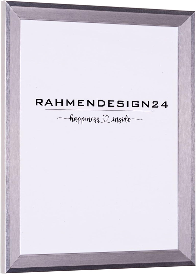 Rahmendesign24 Posterrahmen Rio 42x59,4 (DIN A2) Silber (hochglanz) Fotorahmen, Wechselrahmen, Bilde
