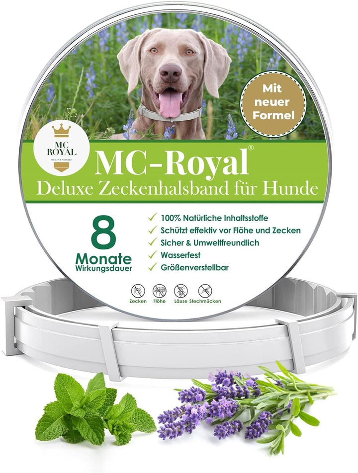 MC-Royal® Deluxe Zeckenhalsband für Hunde - 100% natürliche Inhaltsstoffe - bis zu 8 Monate zuverläs