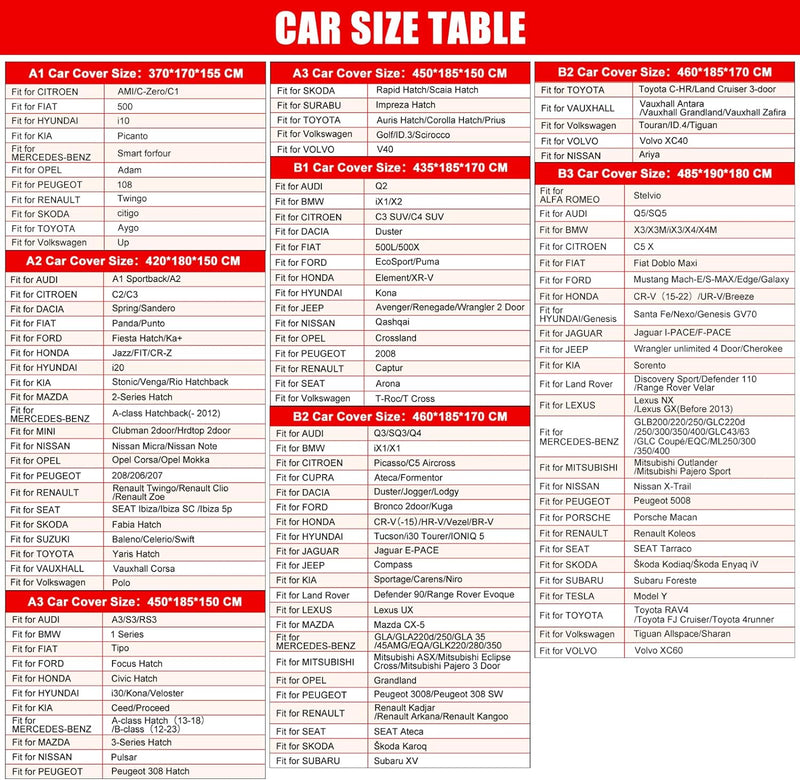 Autoabdeckung Passend für FIAT 500L/500X, Universal wasserdichte Vollgarage Autoplane mit Reissversc