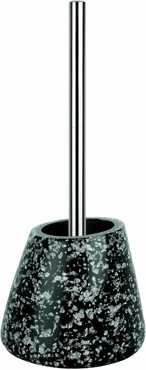 Spirella "Etna WC Bürste Toilettenbürste in Steinoptik aus Polyresin 17x13x19cm Glitzer Schwarz, Gli