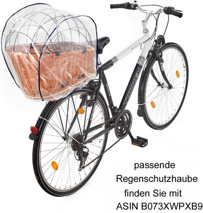 Tigana - Hundefahrradkorb für Gepäckträger aus Weide 56 x 36 cm Schwarz mit Metallgitter Tierkorb Hi