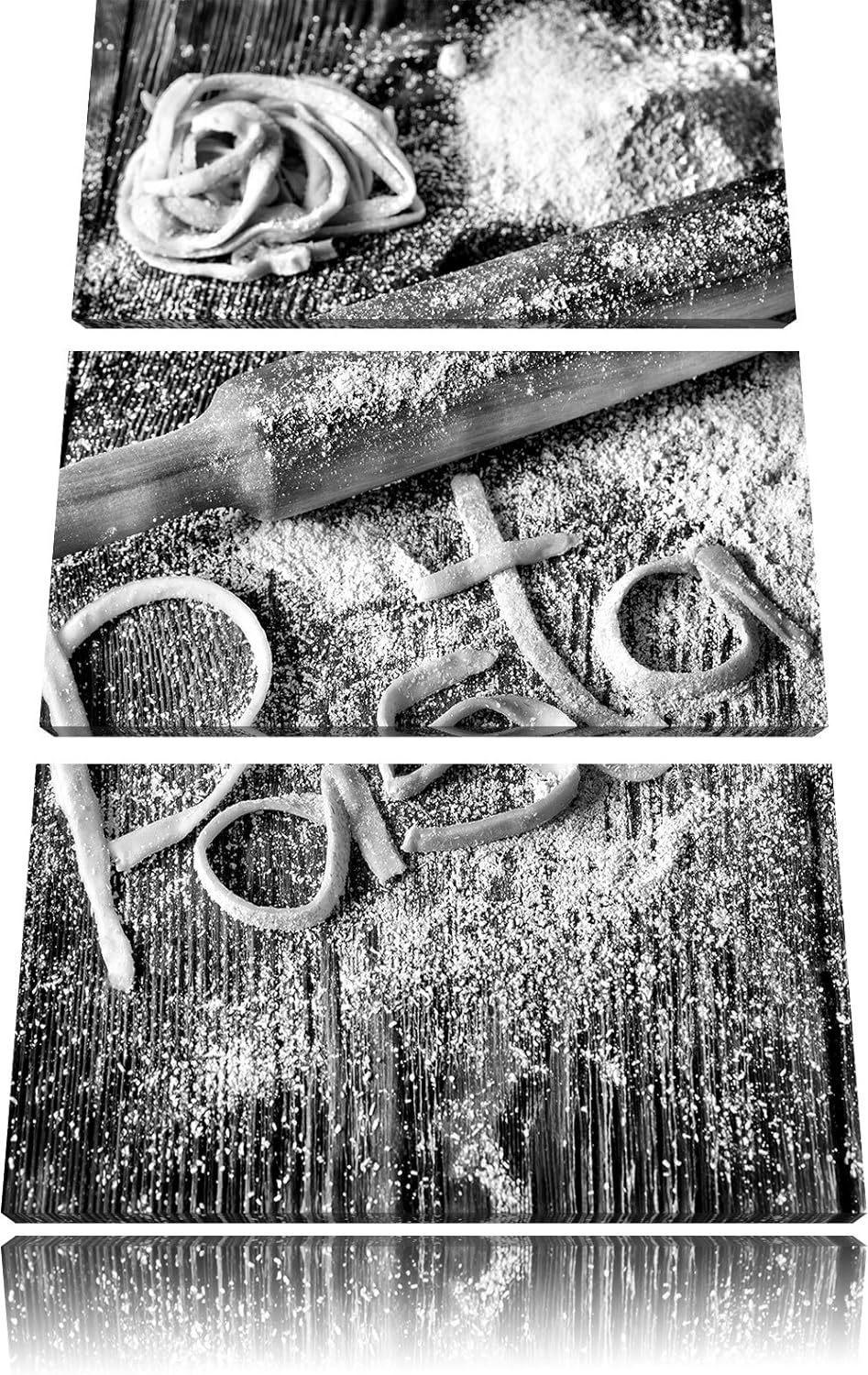 Pixxprint Frische Nudeln Pasta Italia als Leinwandbild/Grösse: 3 Teilig (120x80) cm/Wandbild/Kunstdr