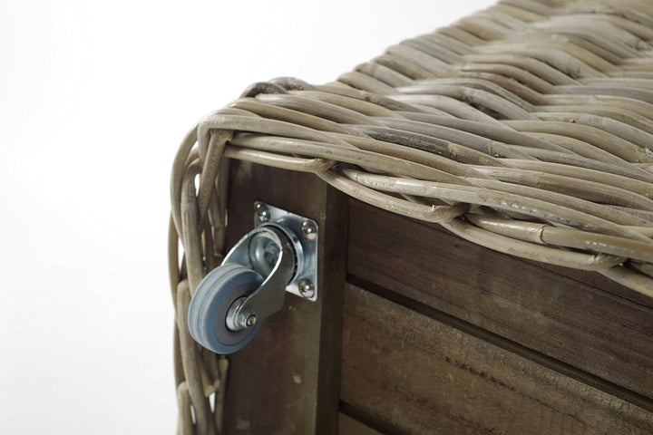 Kobolo Holzkorb Kaminholzwagen mit 4 Rollen für Kaminholz Rattan Innenfutter aus Leinen
