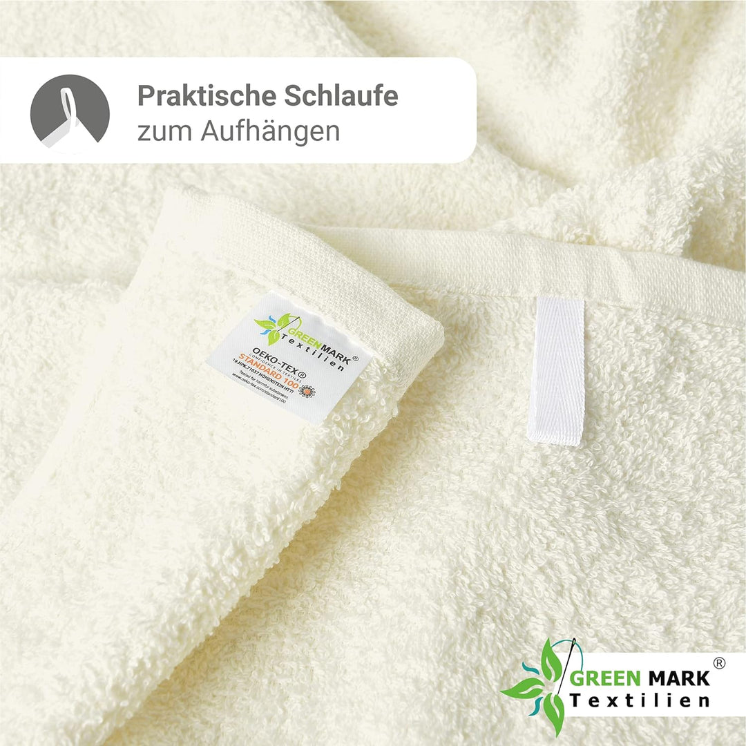 NatureMark 8er Spar-Pack Frottier Handtücher, 50 x 100 cm, 100% Baumwolle (Natur weiss)