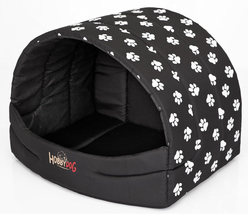 Hobbydog R3 Buscwl5 Hundehütte Souffleur, Grösse 3, 55x43cm Schwarz Mit Pfötchen, L, Schwarz Mit Pfö