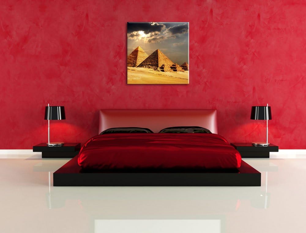 Pixxprint Pyramiden von Gizeh im Sonnenlicht als Leinwandbild/Grösse: 70x70 cm/Wandbild/Kunstdruck/f