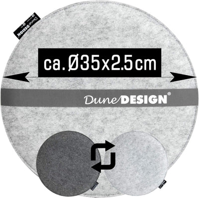 DuneDesign 4 Stützende Filz Sitzkissen Ø 35 Rund - 25mm Stuhlkissen Hart - Wende Sitzauflage Grau 4