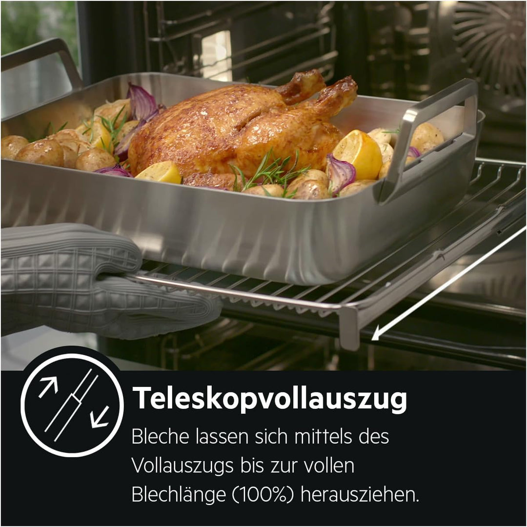 AEG Vollauszug 3-fach TR3LFSTV / Für AEG Dampfbackofen / Super Clean Beschichtung / Sicherheitsstopp