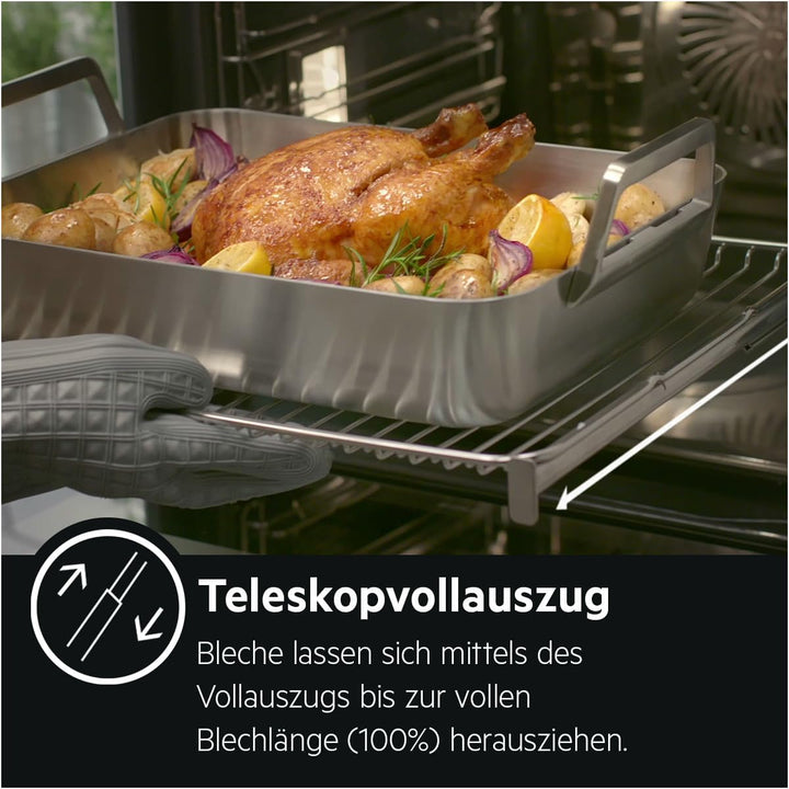 AEG Vollauszug 3-fach TR3LFSTV / Für AEG Dampfbackofen / Super Clean Beschichtung / Sicherheitsstopp