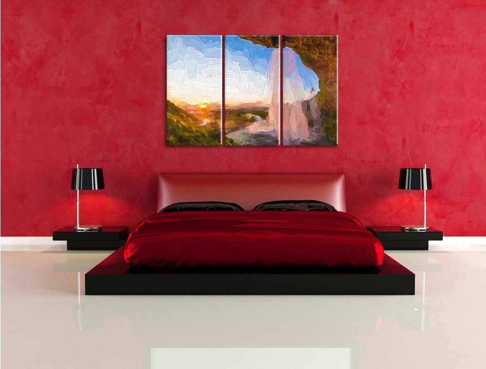 Pixxprint Grossartiger Wasserfall als Leinwandbild/Grösse: 3 Teilig (120x80) cm/Wandbild/Kunstdruck/