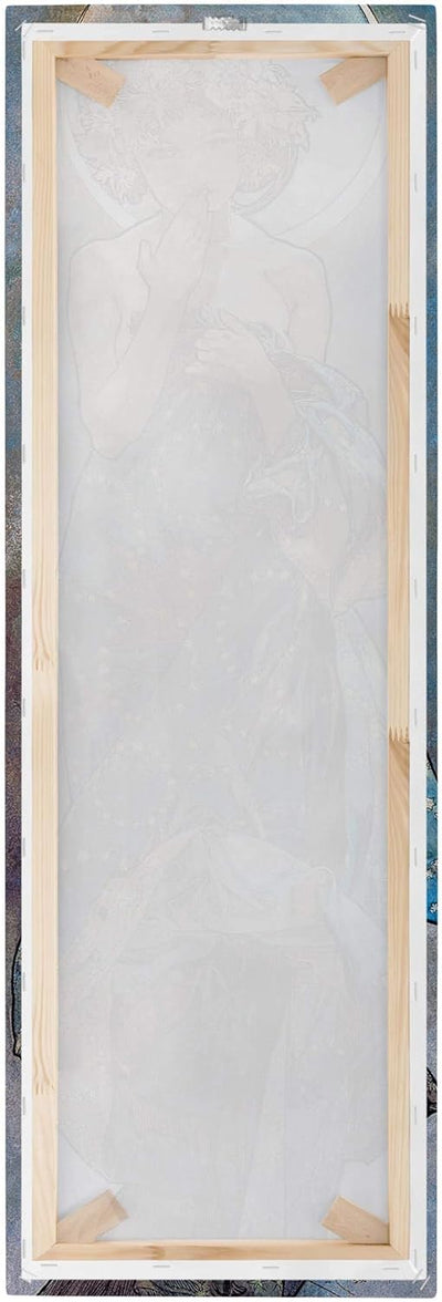 Bilderwelten Leinwandbild - Alfons Mucha - Sterne - Der Mond - Panorama Hochformat 90 x 30 cm 90cm x