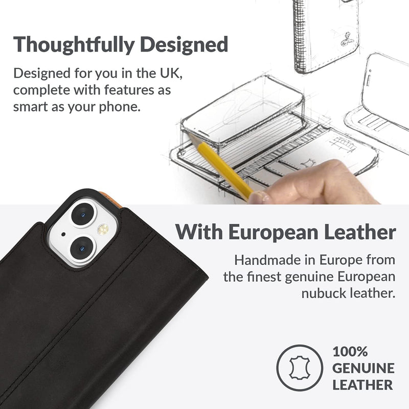 Snakehive iPhone 13 Mini Hülle Leder - Stylische Handyhülle mit Kartenhalter & Standfuss - Handyhüll