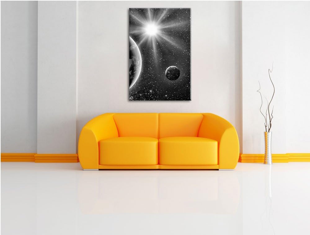 Pixxprint Monocrome, Erde im Weltall, Format: 100x70 auf Leinwand, 100x70