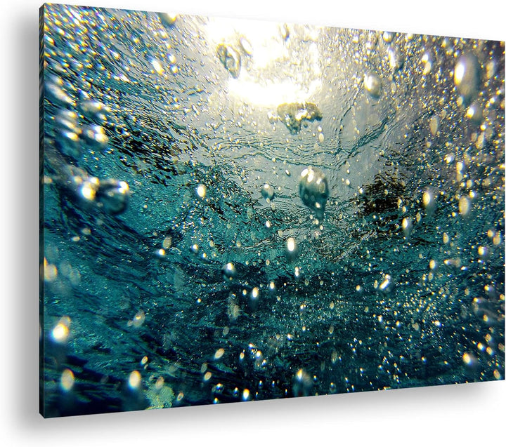 deyoli Luftblasen im blauen Wasser im Format: 100x70 als Leinwandbild, Motiv fertig gerahmt auf Echt