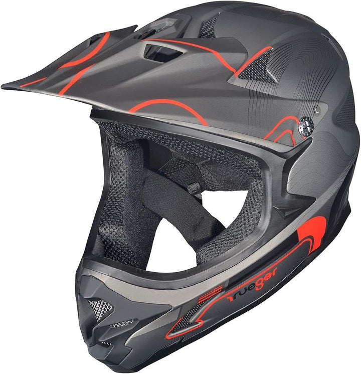 RXD-9001 Downhill Fahrrad BMX Fullface Mountainbike MTB Enduro Freeride Dirt Helm Matt Schwarz M (57