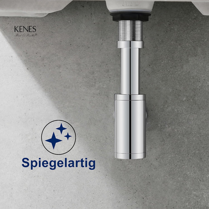 KENES Siphon Universal für Waschbecken & Waschtisch - Röhrensiphon/Siphon Waschbecken | Röhrensiphon