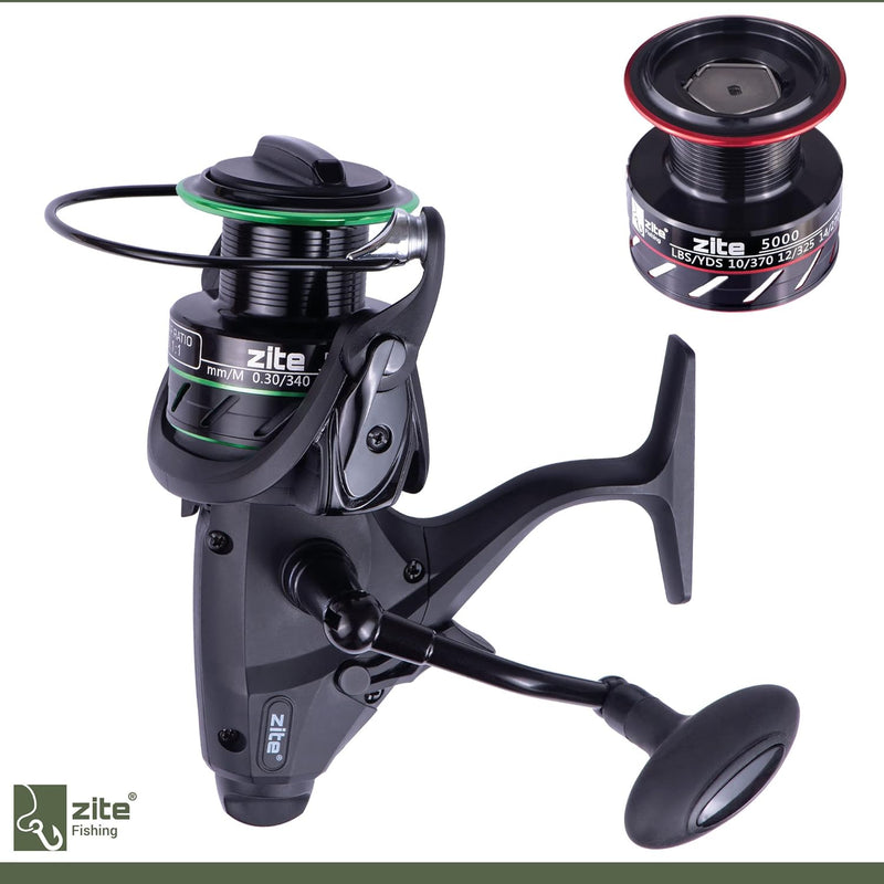 Zite Fishing Freilaufrolle Angeln 5000 5+1BB | Angelrolle mit Freilauf | Freerunner Reel Karpfen Ang