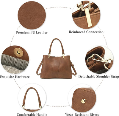 FANDARE Mode Damen-Henkeltaschen Wasserdicht Handtasche Umhängetaschen Schultertaschen PU-Leder V-fö