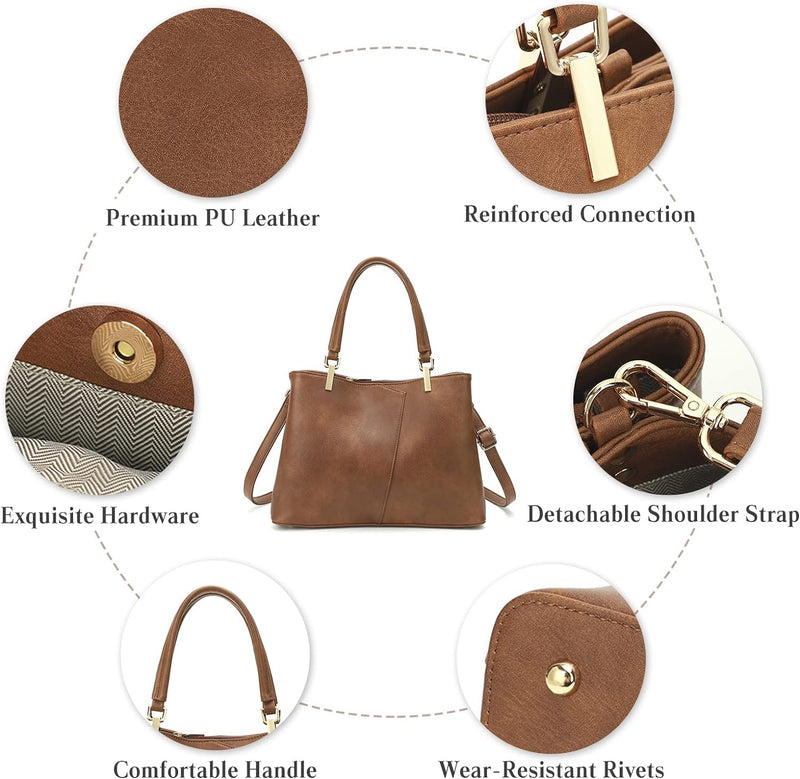 FANDARE Mode Damen-Henkeltaschen Wasserdicht Handtasche Umhängetaschen Schultertaschen PU-Leder V-fö