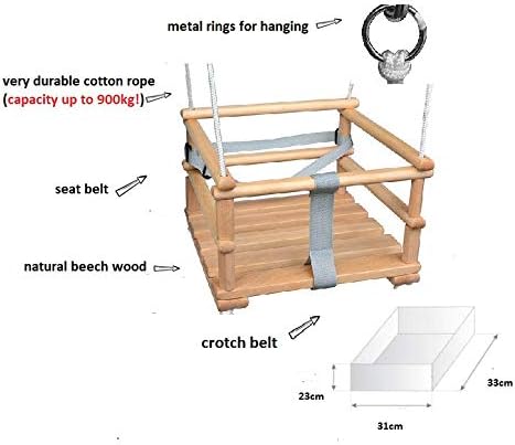 Holz Babyschaukel Kinderschaukel Holz Babywippe Zimmerschaukel Indoor Baby Schaukel Stoff Babysitz B