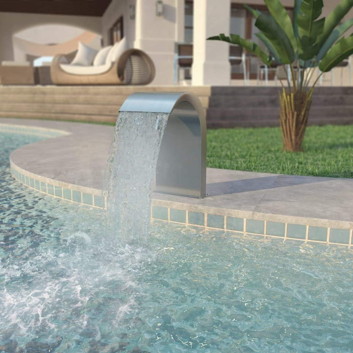 HOMIUSE Pool-Wasserfall Edelstahl 45x30x65 cm Silbern Wasserfall Brunnen Wasserfall Garten Wasserfal