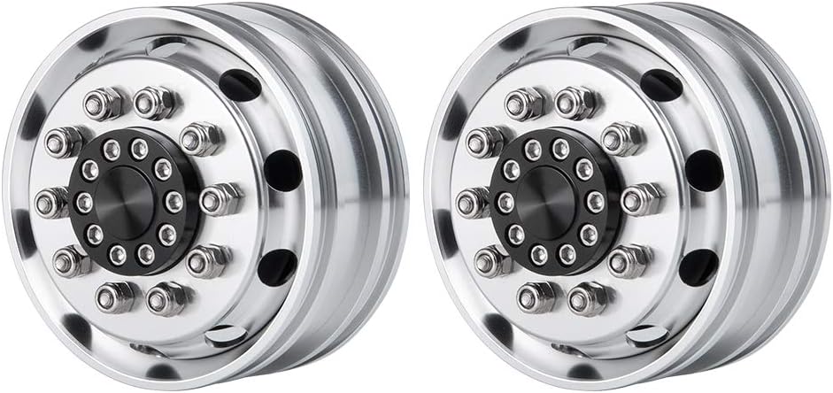 AXspeed 4 Stück Radreifen Felgen Set 1/14th Vorderfelgen mit Gummireifen für Tamiya Tractor Truck Cl