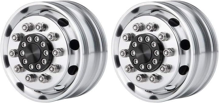 AXspeed 4 Stück Radreifen Felgen Set 1/14th Vorderfelgen mit Gummireifen für Tamiya Tractor Truck Cl