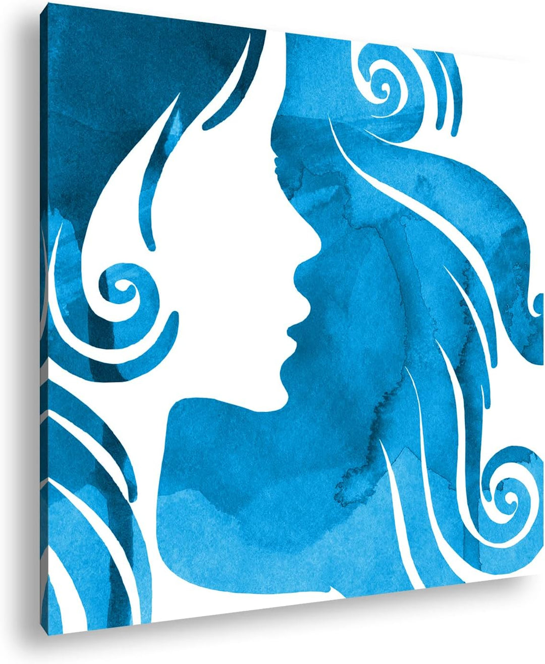 deyoli Bewegende Frauenkopf Illustration Format: 70x70 Effekt: Monocrome Blau als Leinwandbild, Moti