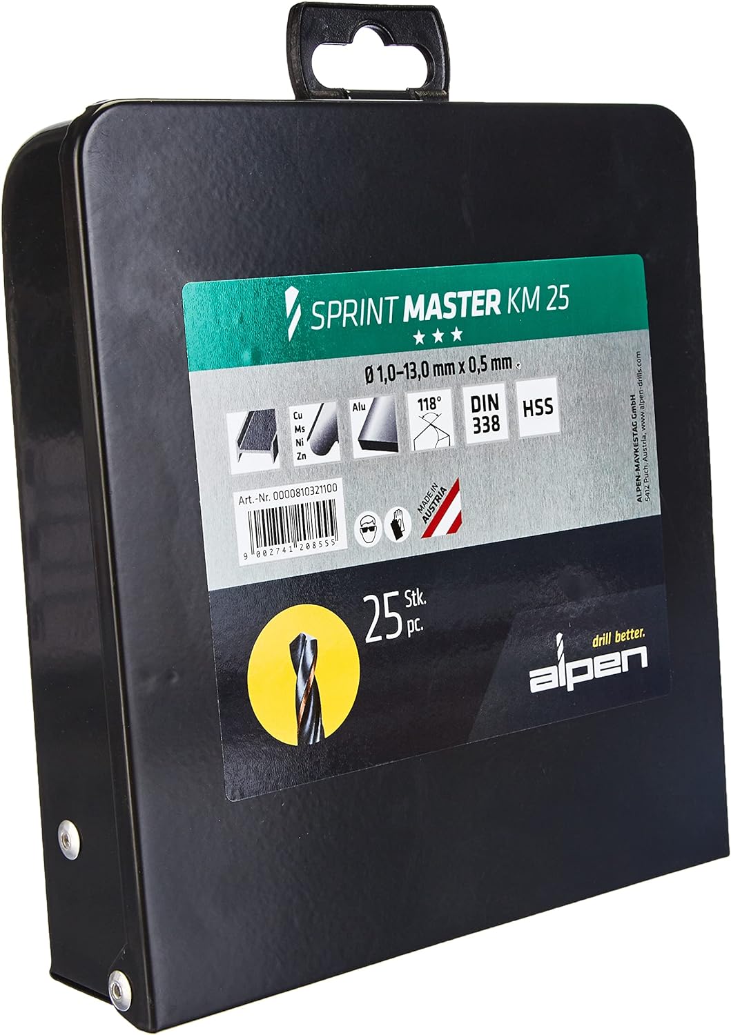 Alpen 810321100 Spiralbohrer Set"Sprint Master" KM 1-13x0, 5mm 25 Stück, 0 W, 0 V